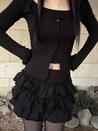 Romantic Tier Frill Balloon Mini Skirt