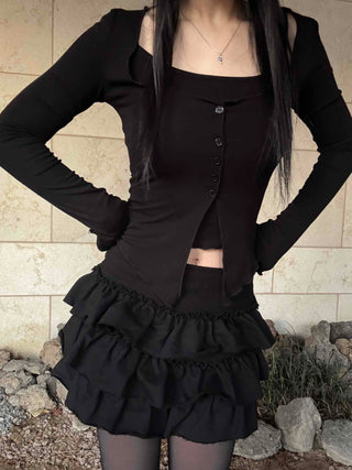 Romantic Tier Frill Balloon Mini Skirt