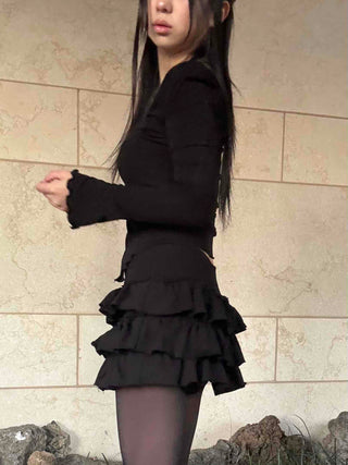 Romantic Tier Frill Balloon Mini Skirt