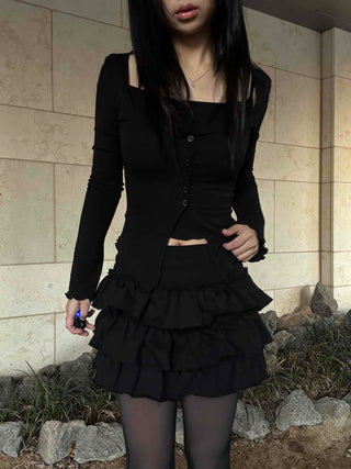 Romantic Tier Frill Balloon Mini Skirt