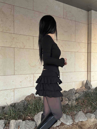 Romantic Tier Frill Balloon Mini Skirt