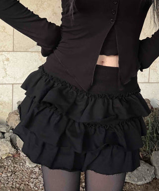 Romantic Tier Frill Balloon Mini Skirt