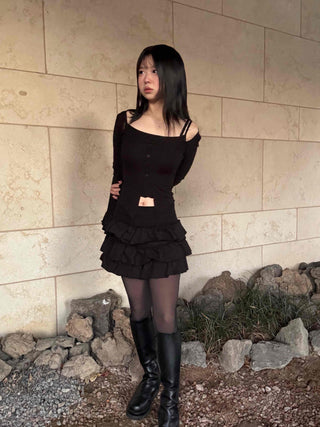Romantic Tier Frill Balloon Mini Skirt