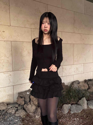 Romantic Tier Frill Balloon Mini Skirt
