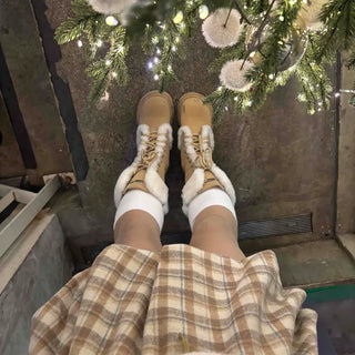 Soft Check Shirred Pumpkin Mini Skirt