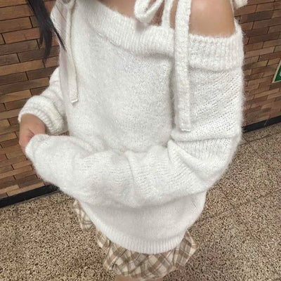 Romantic Cozy Strap Off-Shoulder Knit