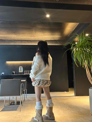 Romantic Cozy Strap Off-Shoulder Knit