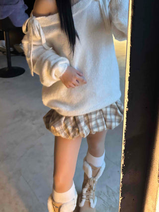 Romantic Cozy Strap Off-Shoulder Knit