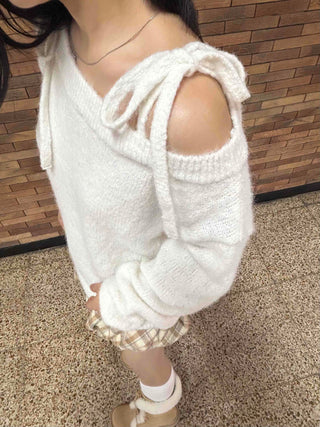 Romantic Cozy Strap Off-Shoulder Knit