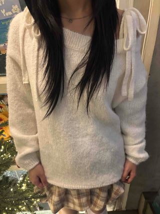 Romantic Cozy Strap Off-Shoulder Knit