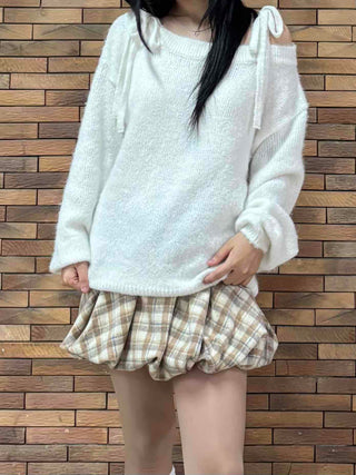 Romantic Cozy Strap Off-Shoulder Knit