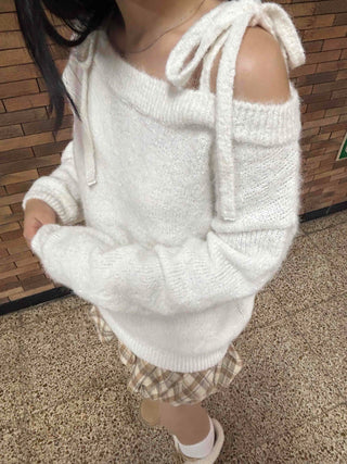 Romantic Cozy Strap Off-Shoulder Knit