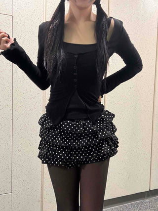 Triple Dot Frill Mini Shorts
