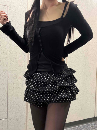 Triple Dot Frill Mini Shorts