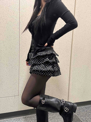 Triple Dot Frill Mini Shorts