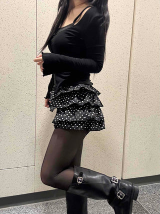 Triple Dot Frill Mini Shorts