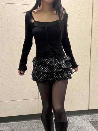 Triple Dot Frill Mini Shorts