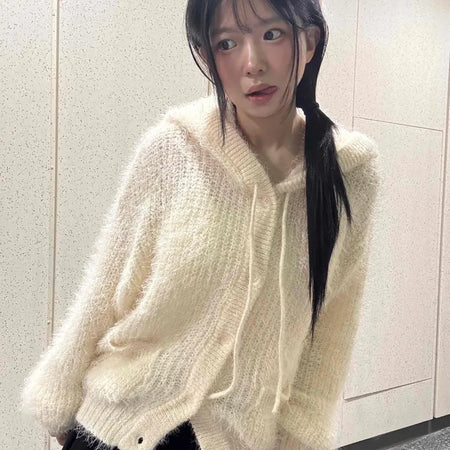 Soft Fuzzy Oversized Hooded Cardigan