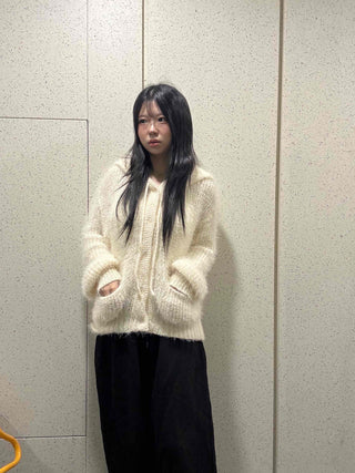 Soft Fuzzy Oversized Hooded Cardigan