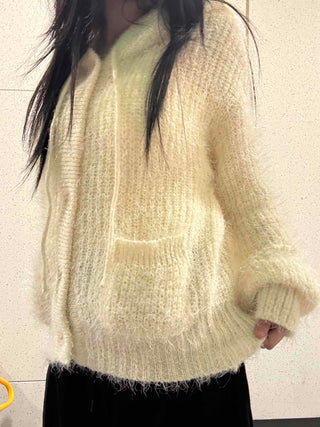 Soft Fuzzy Oversized Hooded Cardigan