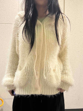 Soft Fuzzy Oversized Hooded Cardigan