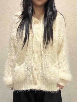 Soft Fuzzy Oversized Hooded Cardigan
