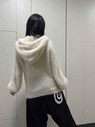 Soft Fuzzy Oversized Hooded Cardigan