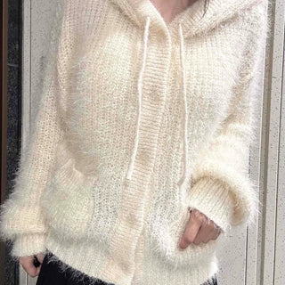 Soft Fuzzy Oversized Hooded Cardigan
