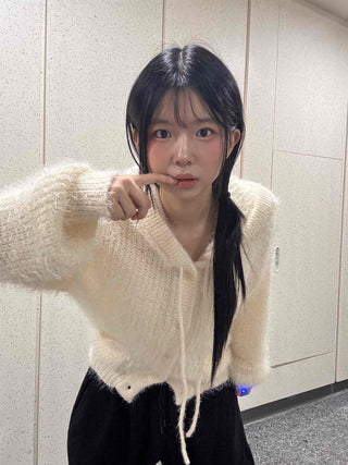 Soft Fuzzy Oversized Hooded Cardigan