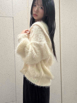 Soft Fuzzy Oversized Hooded Cardigan