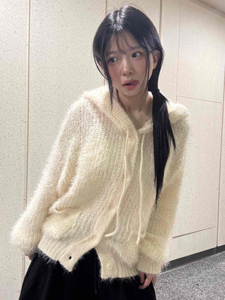 Soft Fuzzy Oversized Hooded Cardigan