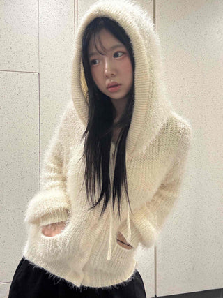 Soft Fuzzy Oversized Hooded Cardigan