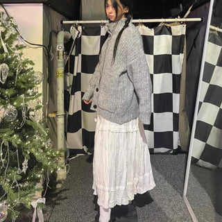 Campus Mood Cable Turtleneck Long Cardigan