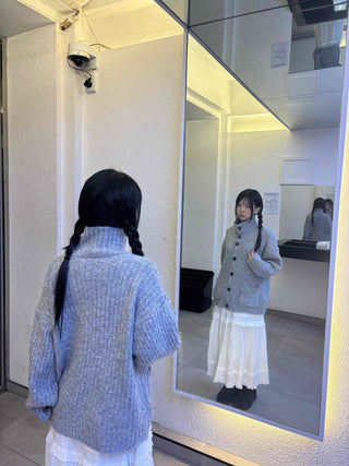 Campus Mood Cable Turtleneck Long Cardigan