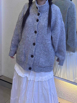 Campus Mood Cable Turtleneck Long Cardigan