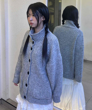 Campus Mood Cable Turtleneck Long Cardigan