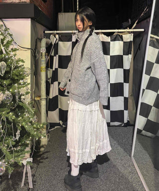 Campus Mood Cable Turtleneck Long Cardigan