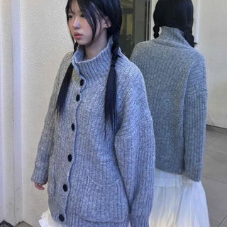 Campus Mood Cable Turtleneck Long Cardigan