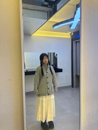 Campus Mood Cable Turtleneck Long Cardigan