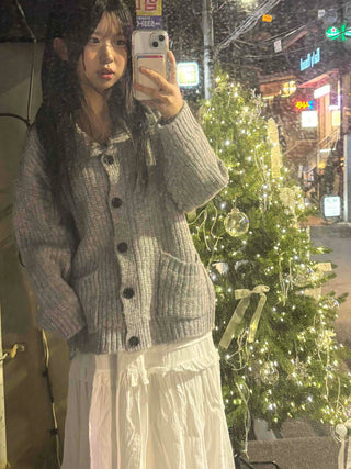 Campus Mood Cable Turtleneck Long Cardigan