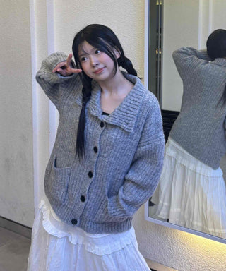 Campus Mood Cable Turtleneck Long Cardigan