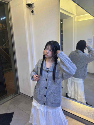 Campus Mood Cable Turtleneck Long Cardigan