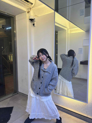 Campus Mood Cable Turtleneck Long Cardigan