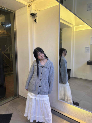 Campus Mood Cable Turtleneck Long Cardigan