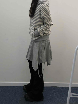 Striped Loose Fit Zip-Up Hoodie