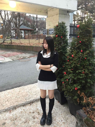 Tennis Pleated Color Block Knit Dress
