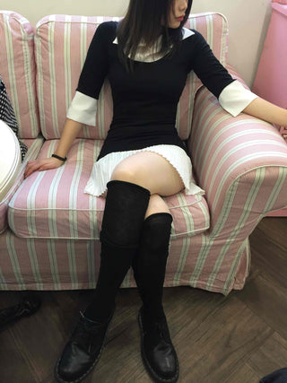 Tennis Pleated Color Block Knit Dress