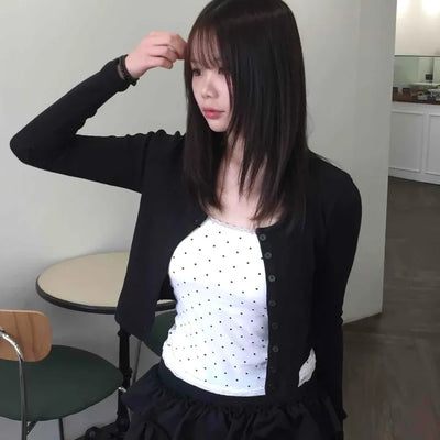 Soft Simple Round Neck Crop Cardigan