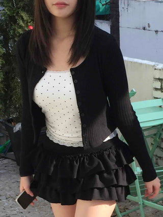 Soft Simple Round Neck Crop Cardigan