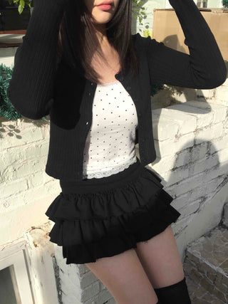Soft Simple Round Neck Crop Cardigan
